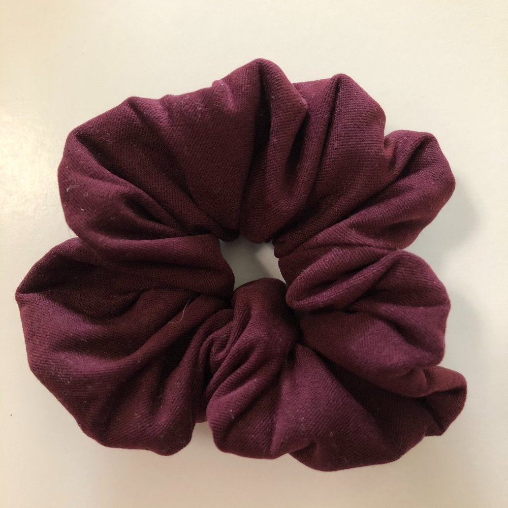 New Handmade Maroon Mole Skin Fabric Scrunchie with Wide Elastic